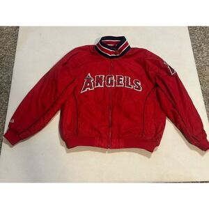 Vintage Mens XXL Anaheim Angels MLB Majestic Authentic Red Dugout Bomber Jacket